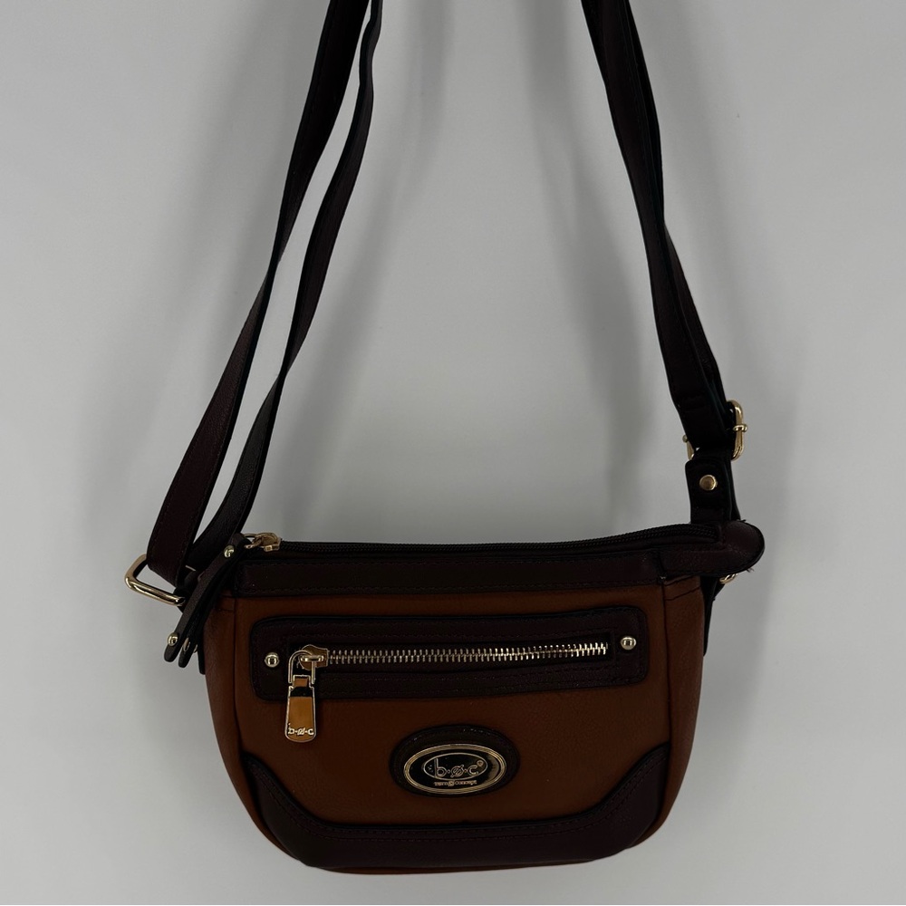 B.O.C Crossbody Shoulder Bag Purse Chestnut Brown Tan‎ Faux Leather